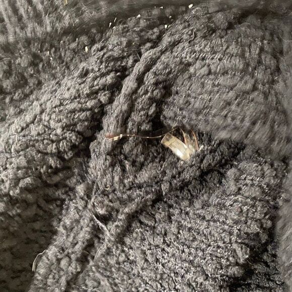 POL Black Popcorn Knit Hoodie Sweater Women’s Small – Cozy Textured Pullover - Picture 4 of 6